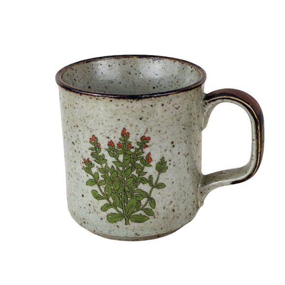 Vintage Takahashi San Francisco Speckled Porcelain Wildflowers Orange Coffee Mug - Picture 1 of 5